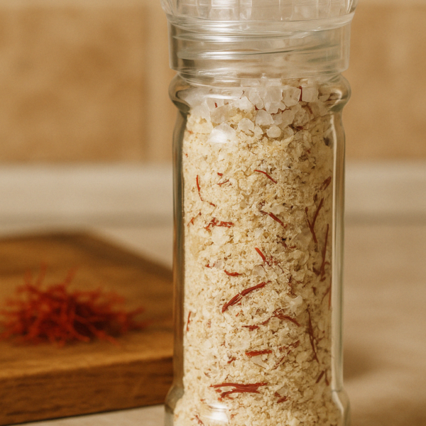 Knoblauch Safran Salz mit Himalayasalz und Super Negin Safran