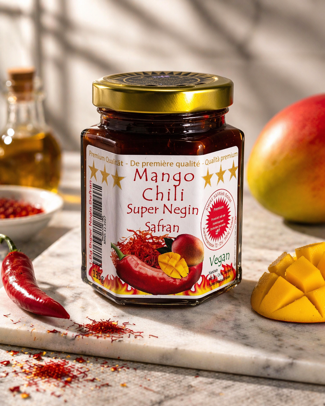 Royal Safran Mango Chili Chutney mit Super Negin Safran im 135g Glas