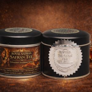 Royal Safran Tee mit Kardamom und Safran in schwarzer Premium-Dose
